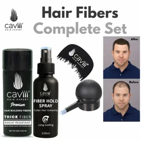 Caviii hair fiber 4in1 combo kit main view with 4 essentials in Pakistan