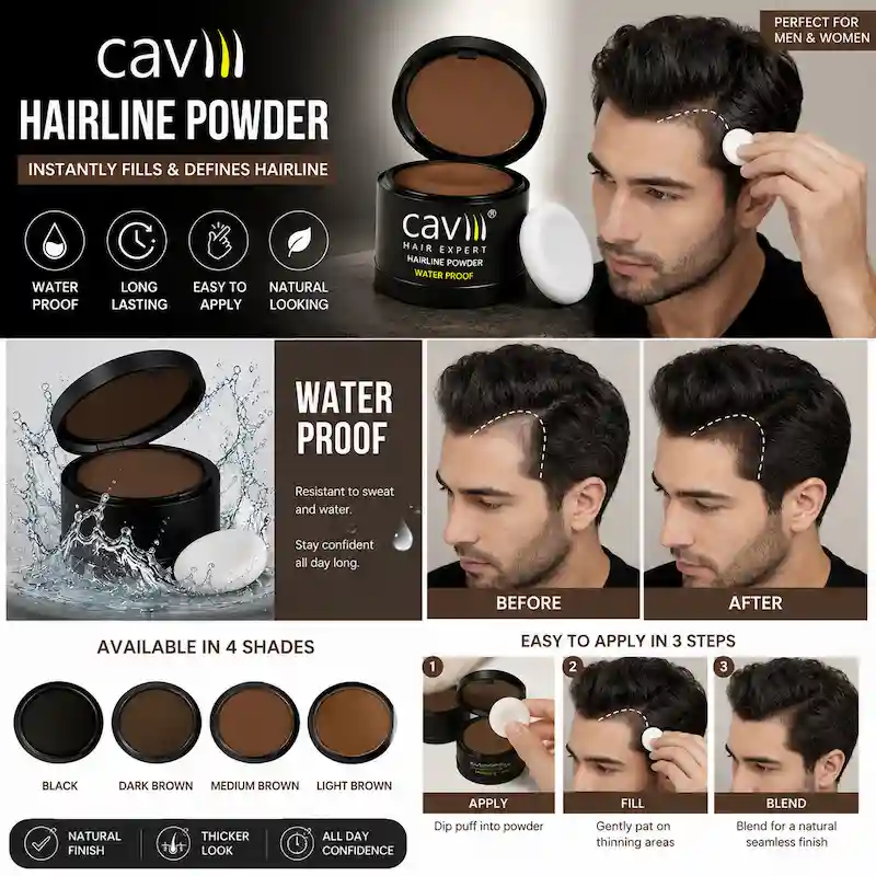Caviii Hairline Powder 4g Caviii hairline powder 4g main view for root touch up in Pakistan